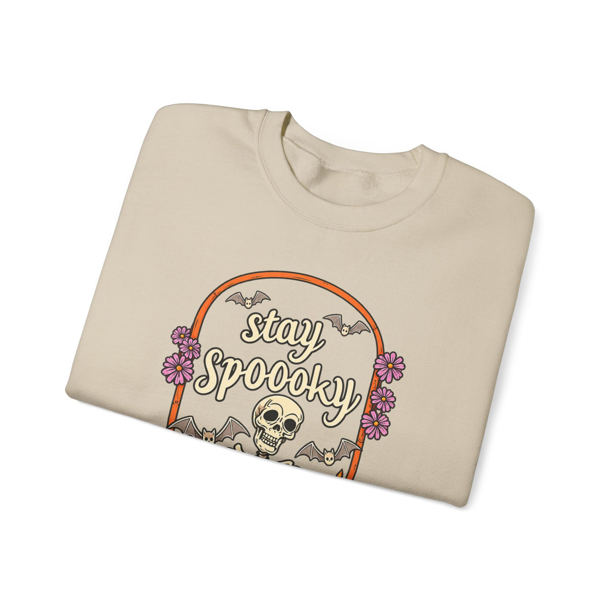 Stay Spooky Skeleton Cemetery Sweatshirt | Halloween Pumpkin Tombstone Design