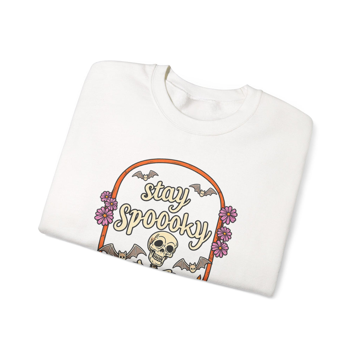 Stay Spooky Skeleton Cemetery Sweatshirt | Halloween Pumpkin Tombstone Design