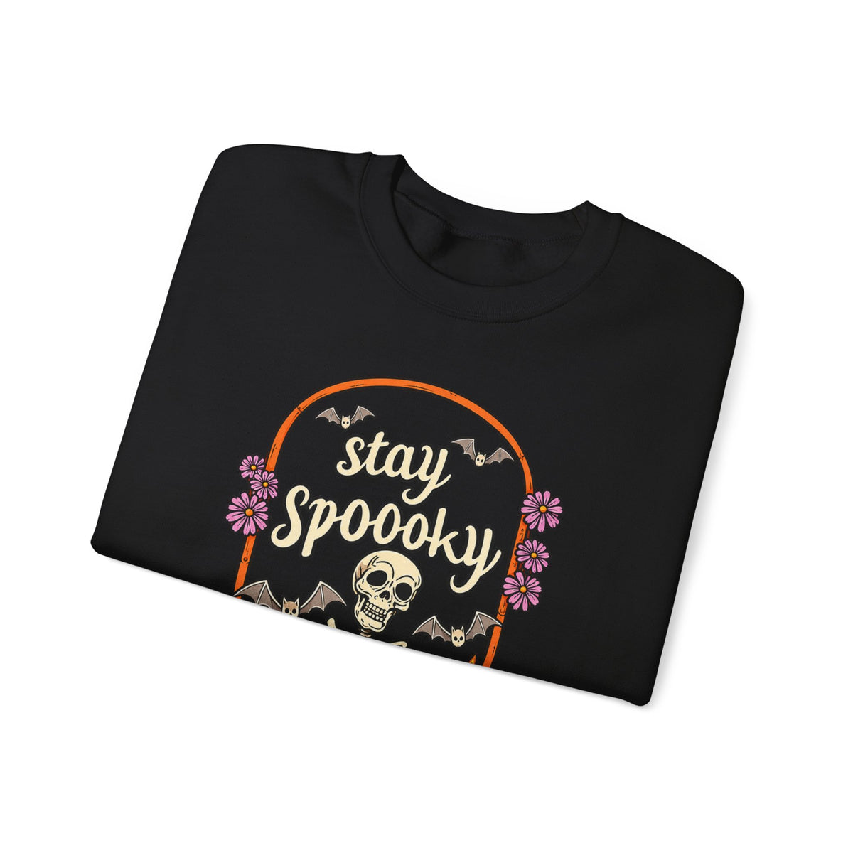 Stay Spooky Skeleton Cemetery Sweatshirt | Halloween Pumpkin Tombstone Design