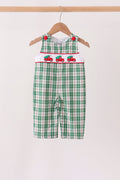 Green Christmas Tree Truck Embroidery Plaid Jonjon