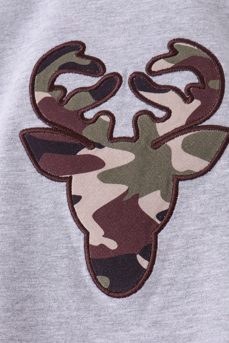 Camouflage Deer Embroidery Pants Set